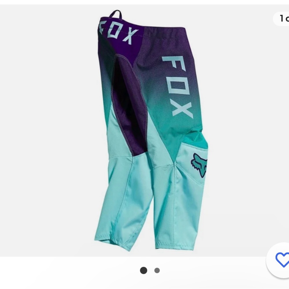 FOX racing voke pants. Brand new girls youth 180 in aqua and purple. Size 8